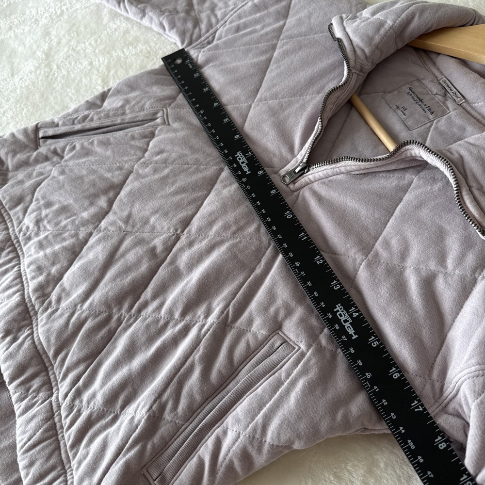 Abercrombie & Fitch Sweatshirt XXS Quilted Dusty Purple 1/4 Zip Pullover Crop - Picture 7 of 9